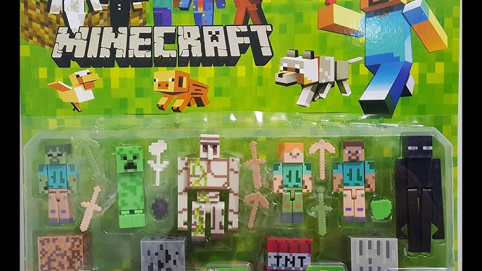 8 Bonecos Minecraft - Steve, Alex, Creeper - Coleção do Paraguai