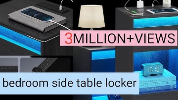 VASAGLE Nightstand with Charging Station, Side End Adjustable LED Lights, Bedside Table with Drawer