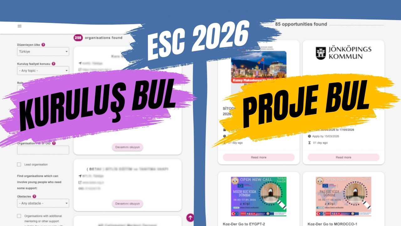 ESC Projeleri ve Destekleyen Kuruluş Nasıl Bulunur? (2026) | Youth Portal
