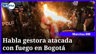 Habla gestora de convivencia atacada con fuego por una encapuchada en marchas del 8 de marzo