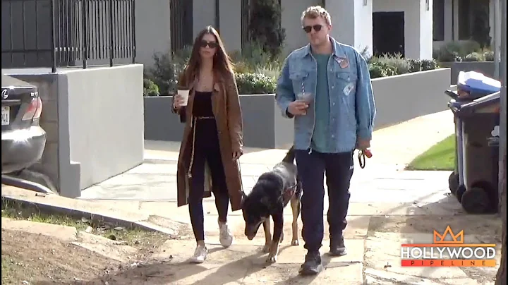 Emily Ratajkowski and Sebastian Bear-McClard walk their dog in Silver Lake, CA