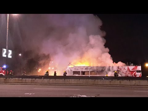 Crvena Zvezda bus on fire during parade