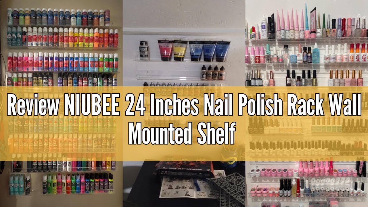 Review NIUBEE 24 Inches Nail Polish Rack Wall Mounted Shelf with ...