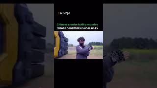 Giant robotic hand capable of delivering 11k pounds of force moves in sync with human in real time.
