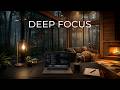 Ambient Focus Music for Coding, Study & Deep Work ⛆ Cozy Rainy Forest Cabin #focusmusic