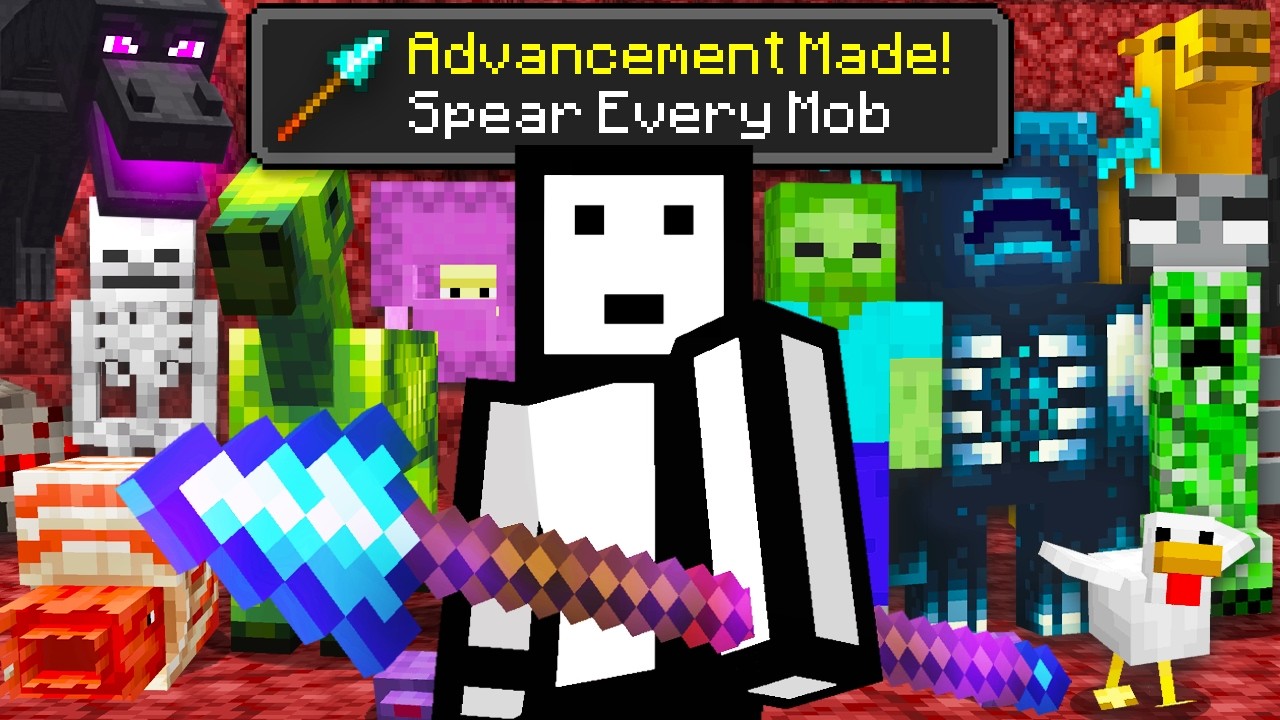 I Killed Every Mob with the SPEAR in Minecraft Hardcore!