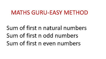 SUM OF FIRST N NATURAL NUMBERS,ODD NUMBERS,EVEN NUMBERS(EASY METHOD)