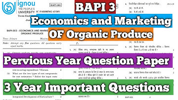 BAPI 3 Pervious Year Question Paper BPPI 03 Important Questions BPPI 3 Economics and Marketing IGNOU