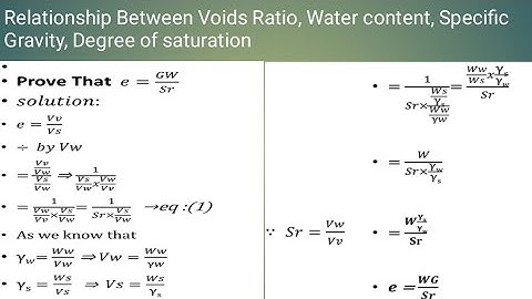 Relationship Between Voids ratio,Water content, Specific Gravity, Degree of saturation