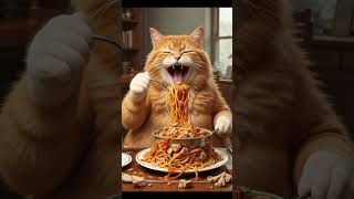 Fat cat get into silly trouble after finished eaten 😞 #orangecat #fatcat #aicat #animals #cat
