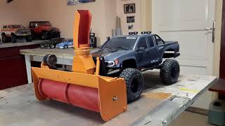 Half 3D printed non scale snow blower for SCX 10 Yota