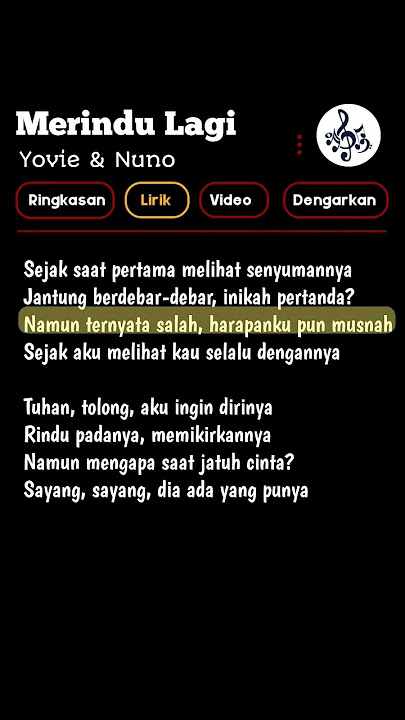Merindu Lagi ( Lirik )