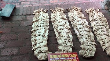 Đôi câu thơ lá chuối Cha Mẹ. 30x95x3cm. Pơ Mu