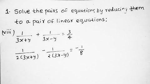 Class - 10th, Ex - 3.6, Q1 (viii) Maths (Pair of Linear Equations in Two Variables) NCERT CBSE