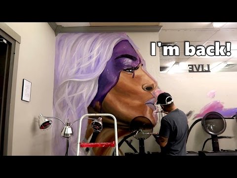 Painting a Realistic Portrait - Mural Timelapse