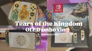 ⚜️Unboxing Zelda: Tears of the Kingdom themed Nintendo Switch OLED + accessories *aesthetic*