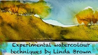 Let's play! #7 5minute quickie landscape, watercolour ink  granulation medium, perfect for beginners