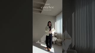 COZYFEE 韓國連線｜2023.12月聖誕&跨年檔期新品｜素色短版磨毛短T+浣熊毛坑條小南瓜褲+雙面兩穿滑布刷毛外套+刺繡編織雪靴拖 東大門 cozyfee 韓國連線