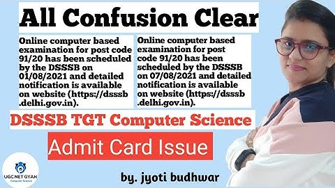 DSSSB TGT Computer Science Admit Card Problem Solve l UGC NET GYAN Computer Science