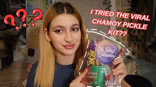 TASTE TESTING TIKTOK'S VIRAL CHAMOY PICKLE KIT (from a girl who hates pickles but loves trends)