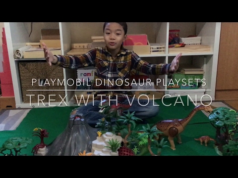 playmobil volcano with tyrannosaurus