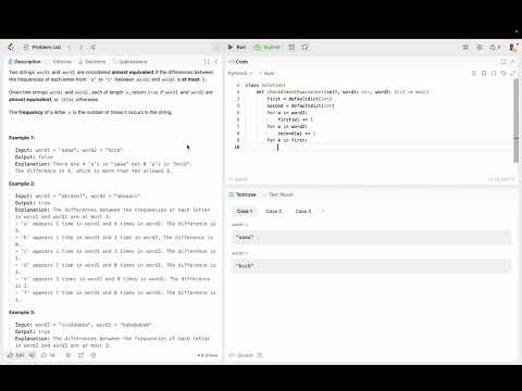 Check Whether Two Strings are Almost Equivalent