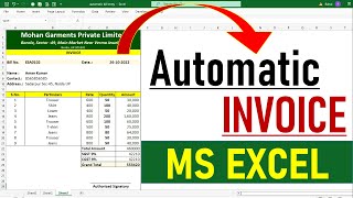 Fully 🔥 Automatic Invoice in Excel | Create Invoice Bill in Excel | MS Excel