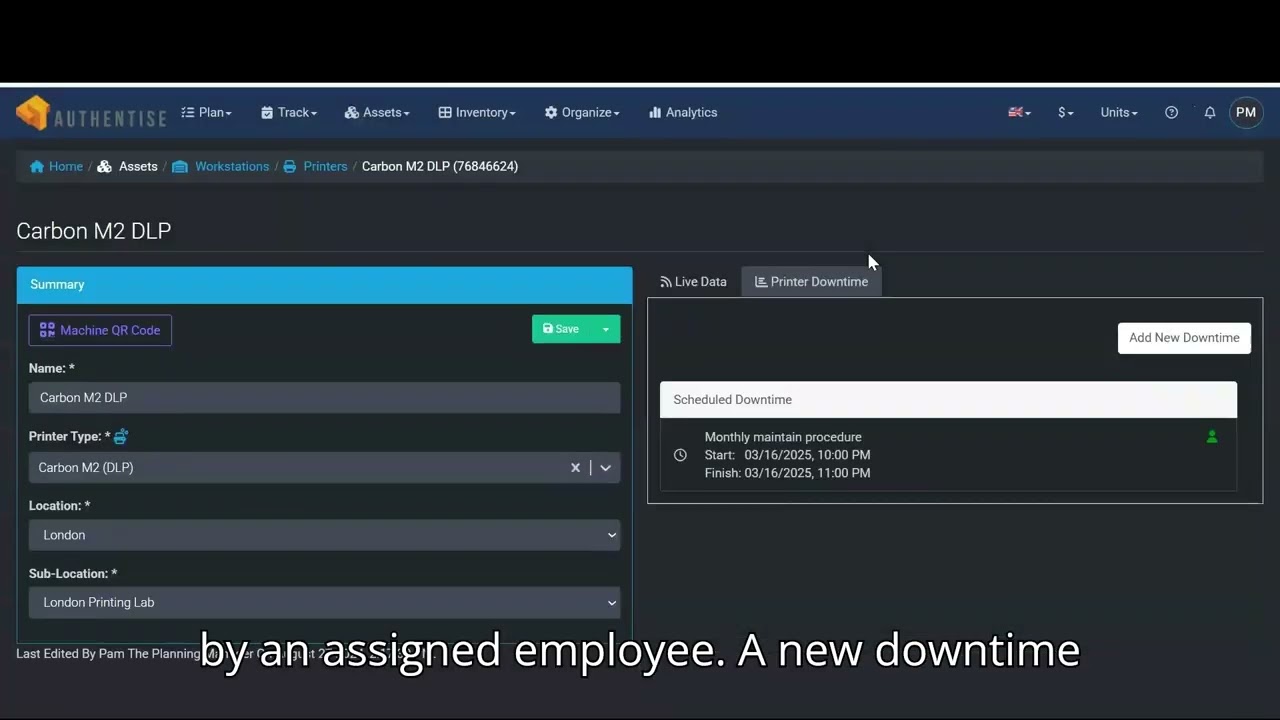 Downtime Scheduling - Authentise Flows