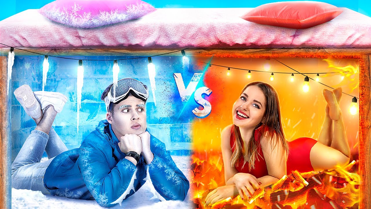 Hot vs Cold Secret Room Under the Bed! 24 Hours Challenge! - YouTube