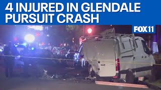 Glendale pursuit suspect crashes into parked cars  | FOX 11 LA