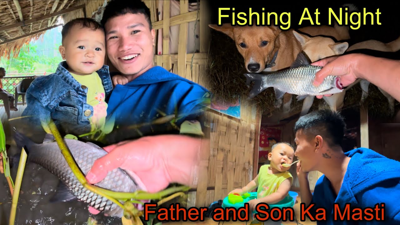 Fishing At Night With My Dogs 😅 || Father and Son Ka Grand Masti😄 || Village Life❤️