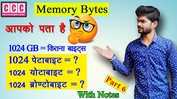 Memory Size  Unit I Bits I Bytes I GB I MB I PB I EB I YB I ZB | मेमोरी की इकाइयां