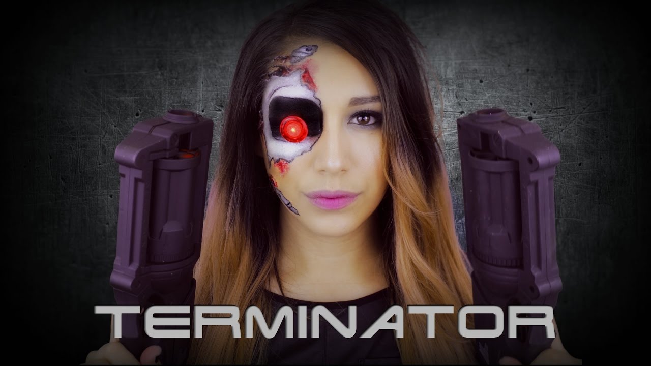 EASY Terminator Makeup DIY Gun LED Eye Outfit No SFX Makeup