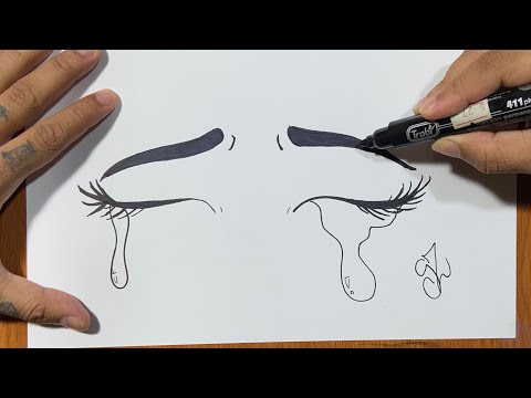 COMO FAZER DESENHO TUMBLR SUPER FÁCIL - OLHOS COM LÁGRIMAS 