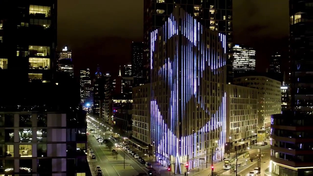 RAMUS Project: 888 Collins St Melbourne: The Light House weather-reactive  light installation (Full) 