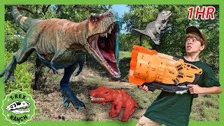 GIANT Dino Hunt & Dinosaurs Toy Opening | T-Rex Ranch | Learning Videos for Kids - Explore With Me!