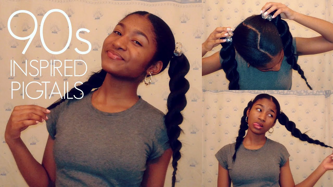 Twist Pigtails on Natural Hair | 90s INSPIRED HAIR - YouTube