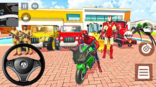 🪅 Red Hulk Rescue Monster Police Car 🚕 Spiderman 3D Car Driving Game🦆 Franky Indian Bus Bike Drive 🌟