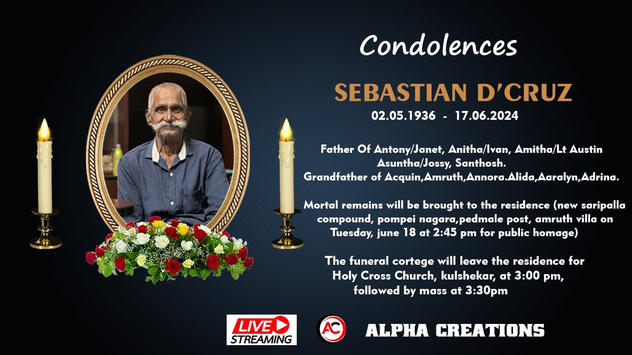 Funeral Ceremony Of SEBASTIAN D'CRUZ Holy Cross Church, Kulshekar