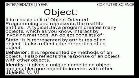 VOCATIONAL  COMPUTER  SCIENCE   2ND  YEAR  P1 - U1 - 01 - OOPS & JAVA