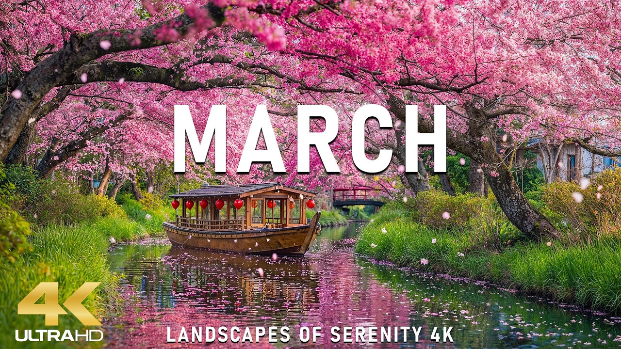 Spring in March 4K UHD 🌸 Blooming Nature & Relaxing Music for Stress Relief