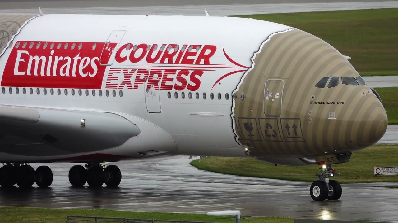 Emirates A6-EET with Courier Express livery in MUC, incl. ground services