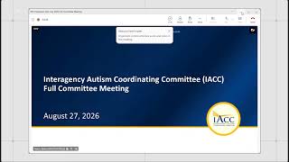 IACC Meeting - August 27, 2026 - NCSA Live Stream - Strategic Plan Working Draft - HHS NIH Autism