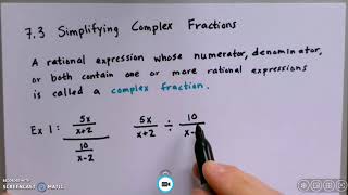 Algebra 2 | Simplifying Complex Fractions | Example 1