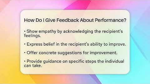 How Do I Give Feedback About Performance? - The Personal Growth Path