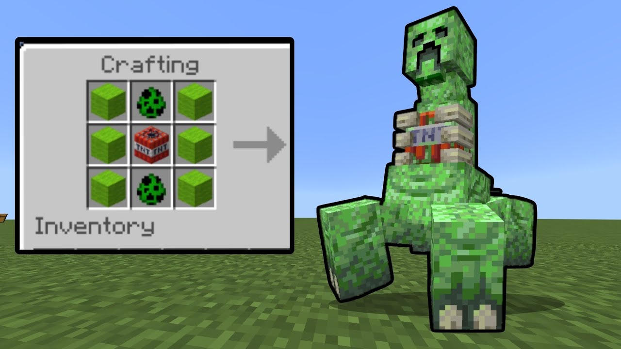 Crafting the new TNT Creeper BOSS in Minecraft PE - YouTube