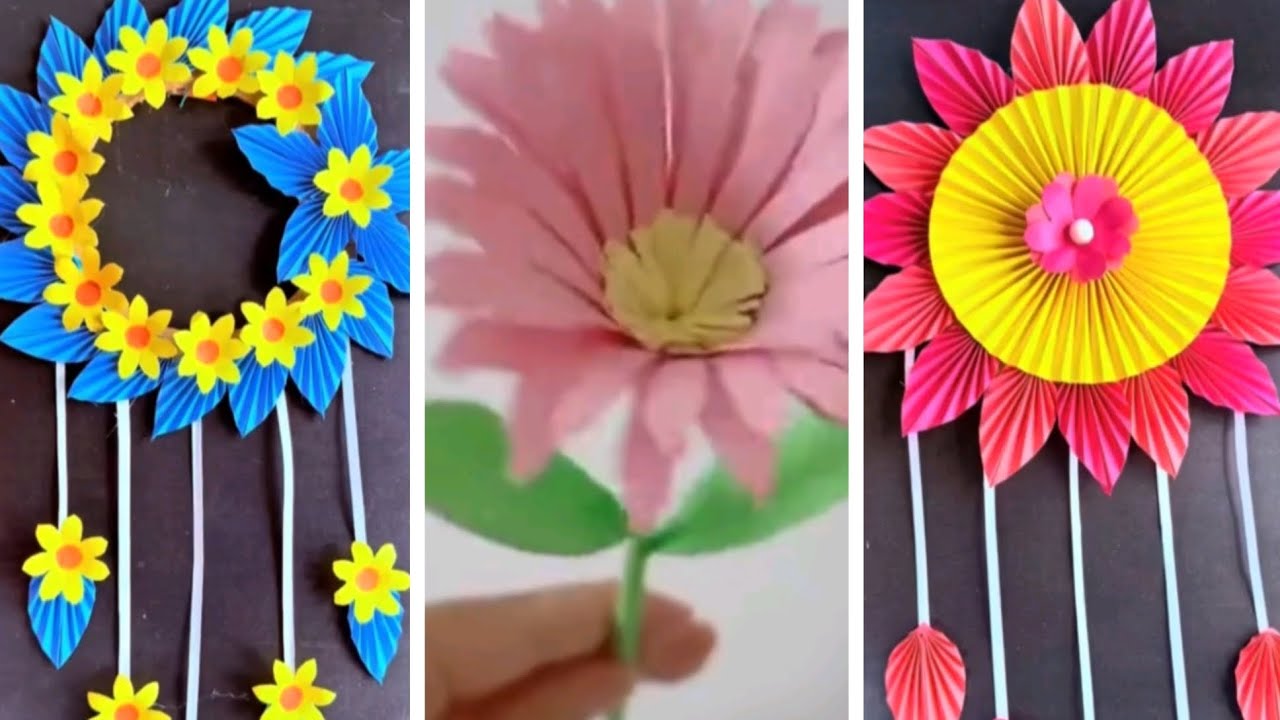 flower making with paperpaper craft flowers wall hanging new design।