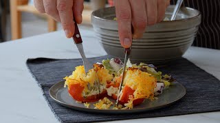 Thumbnail for Gefüllte Paprika mit Kartoffelhaube aus dem Ofen: leckere Veggie-Küche