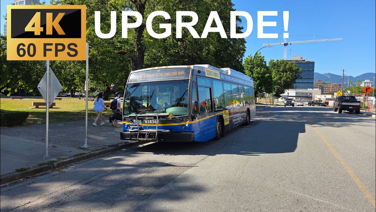 (4K⁶⁰) Big Bus Upgrade! - TransLink (CMBC) 2018 NovaBus LFS HEV (BAE) No. 18342 on line 23
