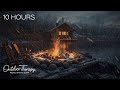 The Coziest Blizzard on the Lake by the Fire | Howling Wind &amp; Blowing Snow Ambience | 10 HOURS